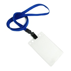 Royalblue Badge Holder Lanyards | 3/8 inch royalblue  lanyard strap with clear vertical  2 1/4 x 3 1/2 badge holder