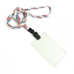 3/8 inch Plain patrioticpattern neck lanyard with clear vertical  2 1/4 x 3 1/2 badge holder-blank-LNB3V2NRBW