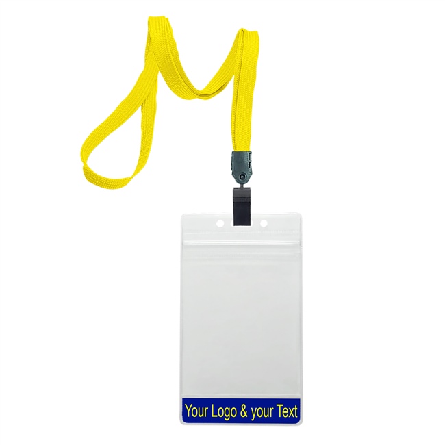 3/8 inch Dandelion title bar 3x4 ID holder lanyardwith rotating plastic clip attached vertical 3 x 4 zip-lock custom title bar badge holder-blank-LNB3V3NDDL