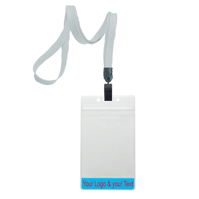 3/8 inch Gray title bar 3x4 ID holder lanyardwith rotating plastic clip attached vertical 3 x 4 zip-lock custom title bar badge holder-blank-LNB3V3NGRY