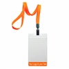 3/8 inch Orange title bar 3x4 ID holder lanyardwith rotating plastic clip attached vertical 3 x 4 zip-lock custom title bar badge holder-blank-LNB3V3NORG