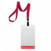 3/8 inch Red title bar 3x4 ID holder lanyardwith rotating plastic clip attached vertical 3 x 4 zip-lock custom title bar badge holder-blank-LNB3V3NRED