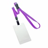 3/8 inch Purple title bar vertical ID holder lanyardwith rotating plastic clip attached clear vertical  2 1/4 x 3 1/2 title bar badge holder-blank-LNB3V4BPRP