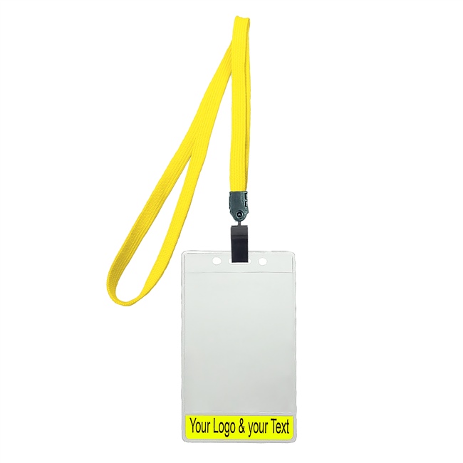 3/8 inch Title bar vertical ID holder  dandelion lanyardwith rotating plastic clip attached clear vertical  2 1/4 x 3 1/2 custom title bar badge holder-blank-LNB3V4NDDL