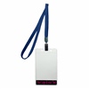 3/8 inch Title bar vertical ID holder  navyblue lanyardwith rotating plastic clip attached clear vertical  2 1/4 x 3 1/2 custom title bar badge holder-blank-LNB3V4NNBL