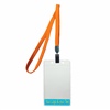 3/8 inch Title bar vertical ID holder  orange lanyardwith rotating plastic clip attached clear vertical  2 1/4 x 3 1/2 custom title bar badge holder-blank-LNB3V4NORG