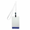 3/8 inch Title bar vertical ID holder  white lanyardwith rotating plastic clip attached clear vertical  2 1/4 x 3 1/2 custom title bar badge holder-blank-LNB3V4NWHT
