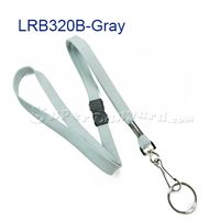 3/8 inch Gray work lanyard attached breakaway and swivel hook with key ring-blank-LRB320BGRY