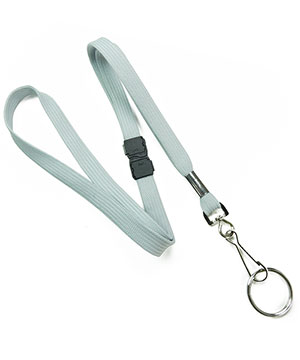 3/8 inch Gray work lanyard attached breakaway and swivel hook with key ring-blank-LRB320BGRY