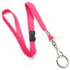 3/8 inch Hot pink work lanyard attached breakaway and swivel hook with key ring-blank-LRB320BHPK