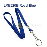3/8 inch Royal blue work lanyard attached breakaway and swivel hook with key ring-blank-LRB320BRBL