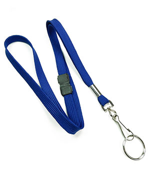 3/8 inch Royal blue work lanyard attached breakaway and swivel hook with key ring-blank-LRB320BRBL