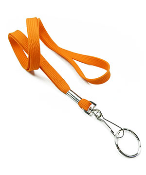 3/8 inch Carrot orange neck lanyards with swivel hook and split ring-blank-LRB320NCOG