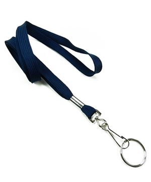 3/8 inch Navy blue neck lanyards with swivel hook and split ring-blank-LRB320NNBL