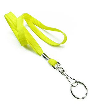 3/8 inch Yellow neck lanyards with swivel hook and split ring-blank-LRB320NYLW