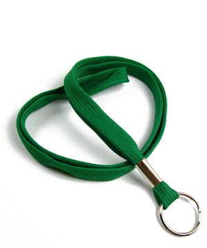 3/8 inch Green key ring lanyard with a split ring-blank-LRB321NGRN