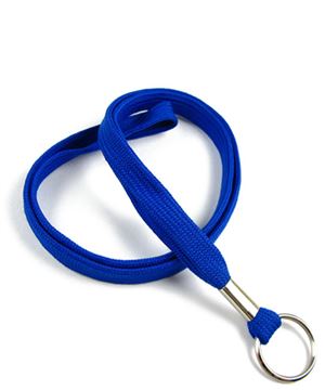 3/8 inch Royal blue key ring lanyard with a split ring-blank-LRB321NRBL