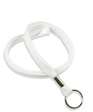 3/8 inch White key ring lanyard with a split ring-blank-LRB321NWHT