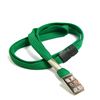 3/8 inch Green breakaway lanyards with metal clip-blank-LRB322BGRN