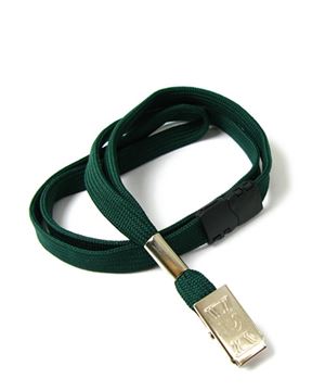 3/8 inch Hunter green breakaway lanyards with metal clip-blank-LRB322BHGN