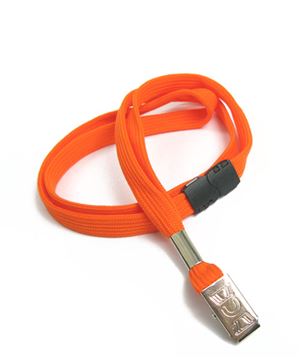 3/8 inch Orange breakaway lanyards with metal clip-blank-LRB322BORG