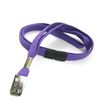 3/8 inch Purple breakaway lanyards with metal clip-blank-LRB322BPRP