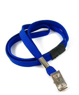 3/8 inch Royal blue breakaway lanyards with metal clip-blank-LRB322BRBL