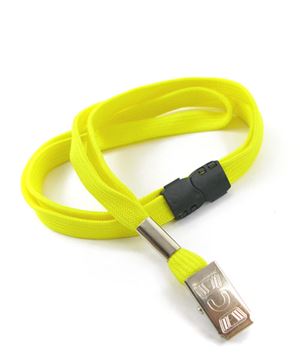 3/8 inch Yellow breakaway lanyards with metal clip-blank-LRB322BYLW