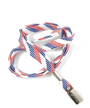 3/8 inch Patriotic pattern clip lanyard-blank-LRB322NRBW