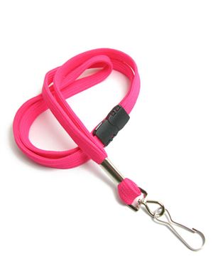 3/8 inch Hot pink breakaway lanyard with swivel j hook-blank-LRB323BHPK