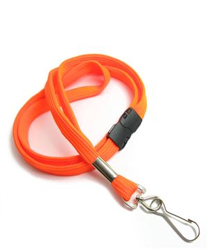 3/8 inch Neon orange breakaway lanyard with swivel j hook-blank-LRB323BNOG