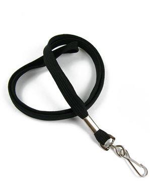 3/8 inch Black neck lanyards with swivel hook-blank-LRB323NBLK