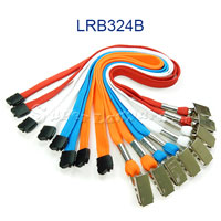 3/8 inch Double clip lanyards attached breakaway and 2 bulldog clips-blank-LRB324B