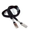 3/8 inch Black double clip lanyard with safety breakaway-blank-LRB324BBLK