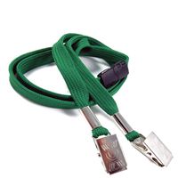 3/8 inch Green double clip lanyard with safety breakaway-blank-LRB324BGRN