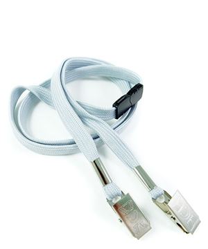 3/8 inch Gray double clip lanyard with safety breakaway-blank-LRB324BGRY