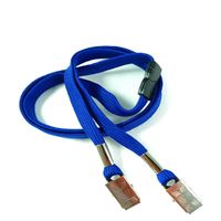3/8 inch Royal blue double clip lanyard with safety breakaway-blank-LRB324BRBL