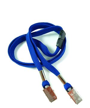 3/8 inch Royal blue double clip lanyard with safety breakaway-blank-LRB324BRBL