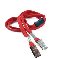 3/8 inch Red double clip lanyard with safety breakaway-blank-LRB324BRED