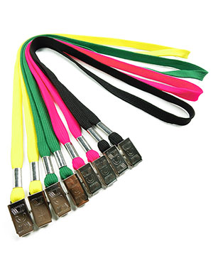 3/8 inch Double clip lanyard with 2 metal bulldog clips-blank-LRB324N