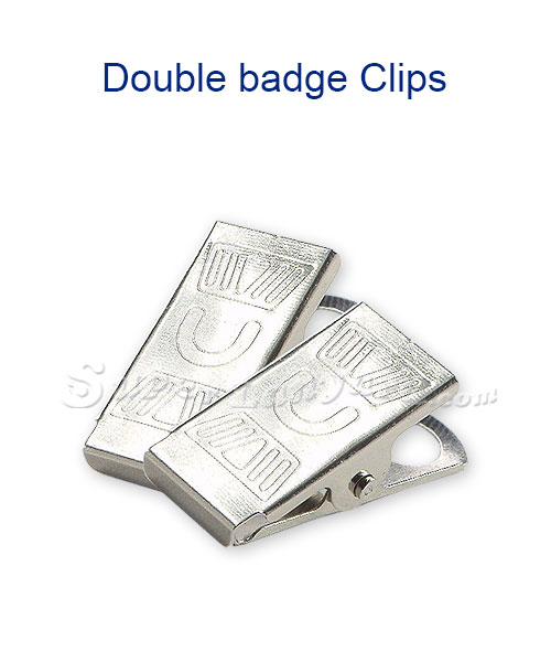 Double Ended Lanyard  3/8 inch double clip lanyard with 2 metal bulldog  clips-blank-LRB324N