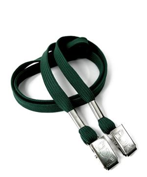 3/8 inch Hunter green double clip lanyards attached clip on each end-blank-LRB324NHGN