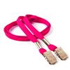 3/8 inch Hot pink double clip lanyards attached clip on each end-blank-LRB324NHPK