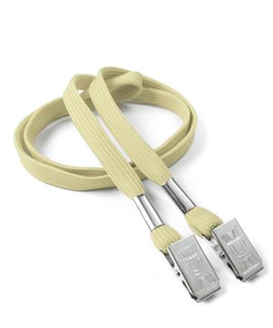 3/8 inch Light gold double clip lanyards attached clip on each end-blank-LRB324NLGD