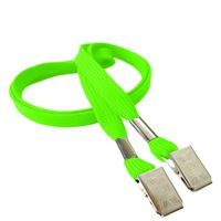 3/8 inch Lime green double clip lanyards attached clip on each end-blank-LRB324NLMG