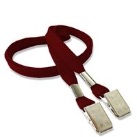 3/8 inch Maroon double clip lanyards attached clip on each end-blank-LRB324NMRN