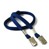 3/8 inch Navy blue double clip lanyards attached clip on each end-blank-LRB324NNBL