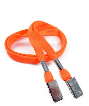 3/8 inch Neon orange double clip lanyards attached clip on each end-blank-LRB324NNOG