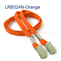 3/8 inch Orange double clip lanyards attached clip on each end-blank-LRB324NORG