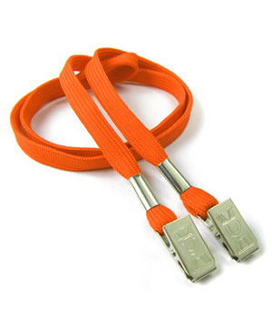 3/8 inch Orange double clip lanyards attached clip on each end-blank-LRB324NORG